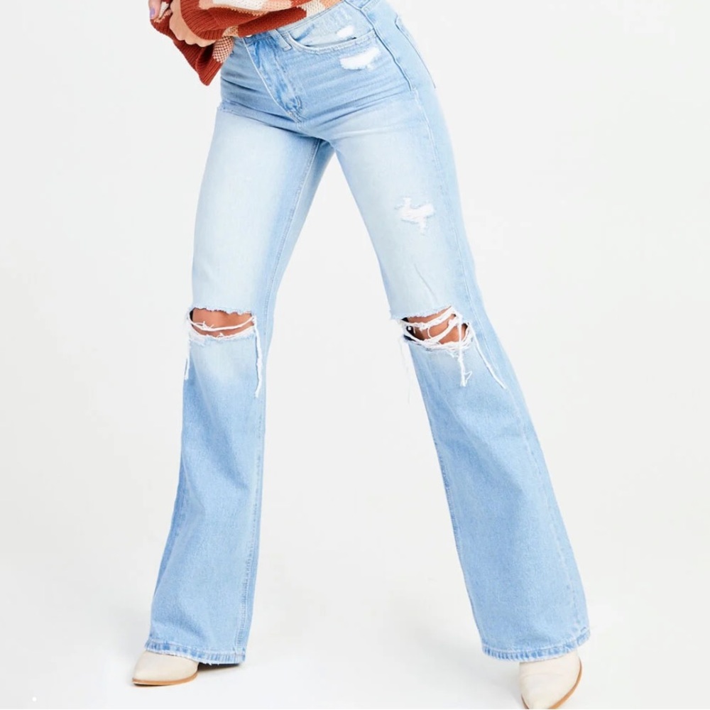 ALTAR’D STATE (KAYLA STRAIGHT LEG) High Waisted Ripped Wide Leg Jeans SIZE 25